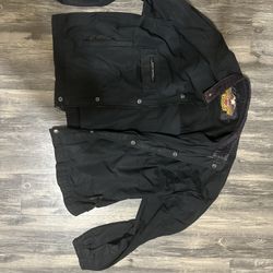 Vintage Harley Davidson Black "Wings" Reflective Nylon Jacket XL USA Lightweight
