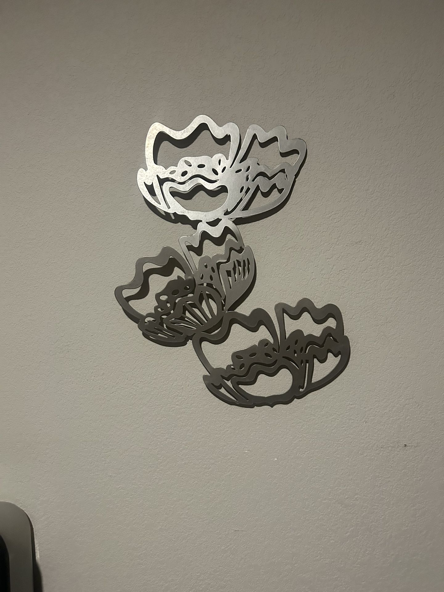 IKEA Metal Wall Art Home Decor Silver Butterfly Flower
