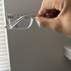 Clear/ Silver Chrome Heart Glasses