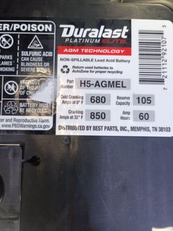 Platinum duralast battery brand new
