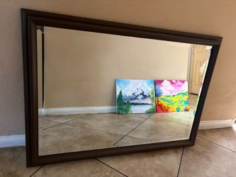 Vintage Brown wooden mirror 40”x28”
