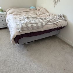 Queen mattress set with Box, Frame And Memory Foam Topper