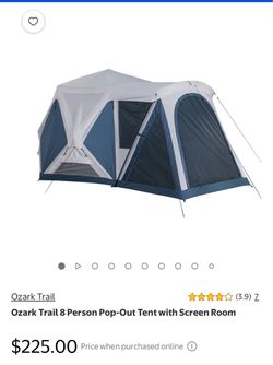 8 person pop out tent with screen room