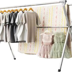URYAN 95 Inches Clothes Drying Rack, Heavy Duty Stainless Steel Laundry Drying Rack Folding Indoor Outdoor, Portable Drying Rack Clothing, Blanket Rac