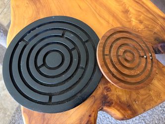 Pair of Wooden Labyrinth Maze Puzzles