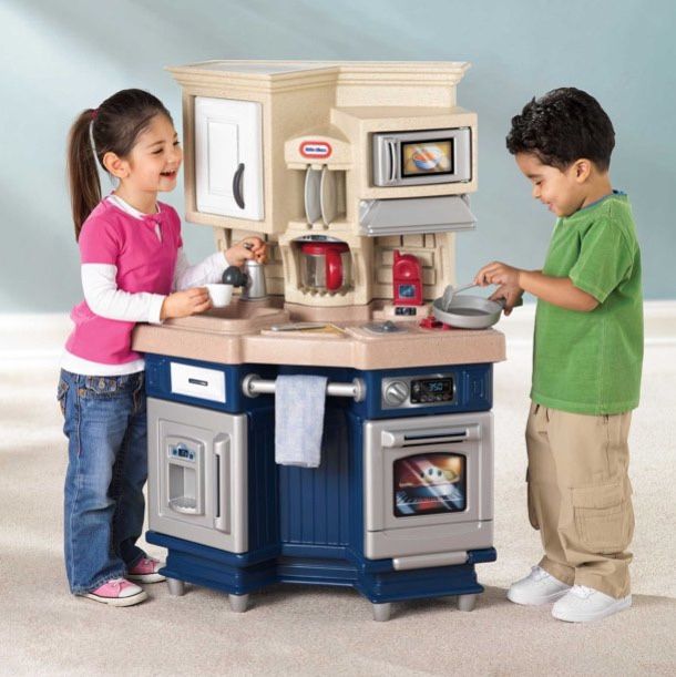 Little Tikes Super Chef Kitchen Blue & Cream - Plus Food And Cookware