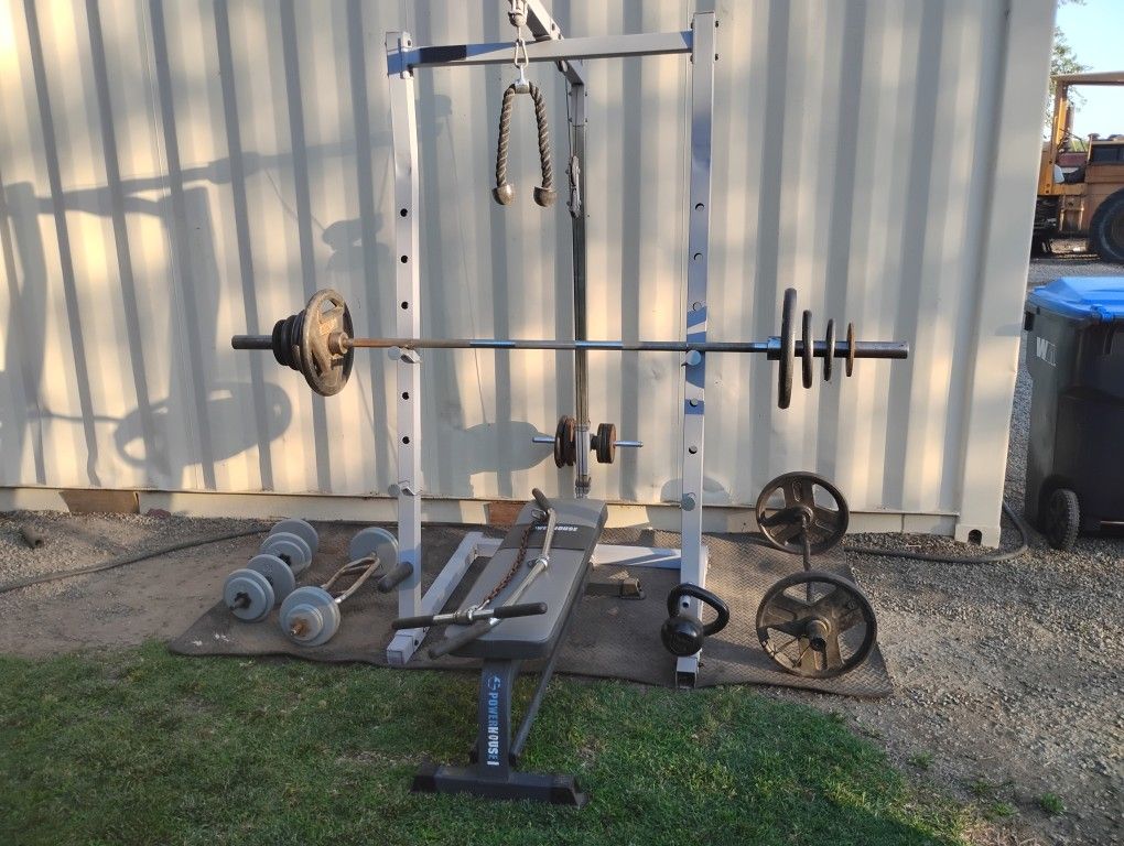 Olympic And Standard Weight Bars Tricep Curl Half Rack Lat Pull