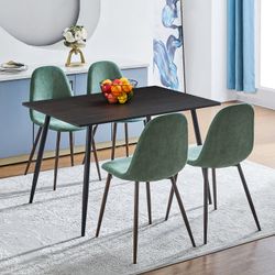 Homy Casa CHARLTON 4PC TERRY FABRIC GREEN Dining Chairs Modern Seating for Home and Office Open Box