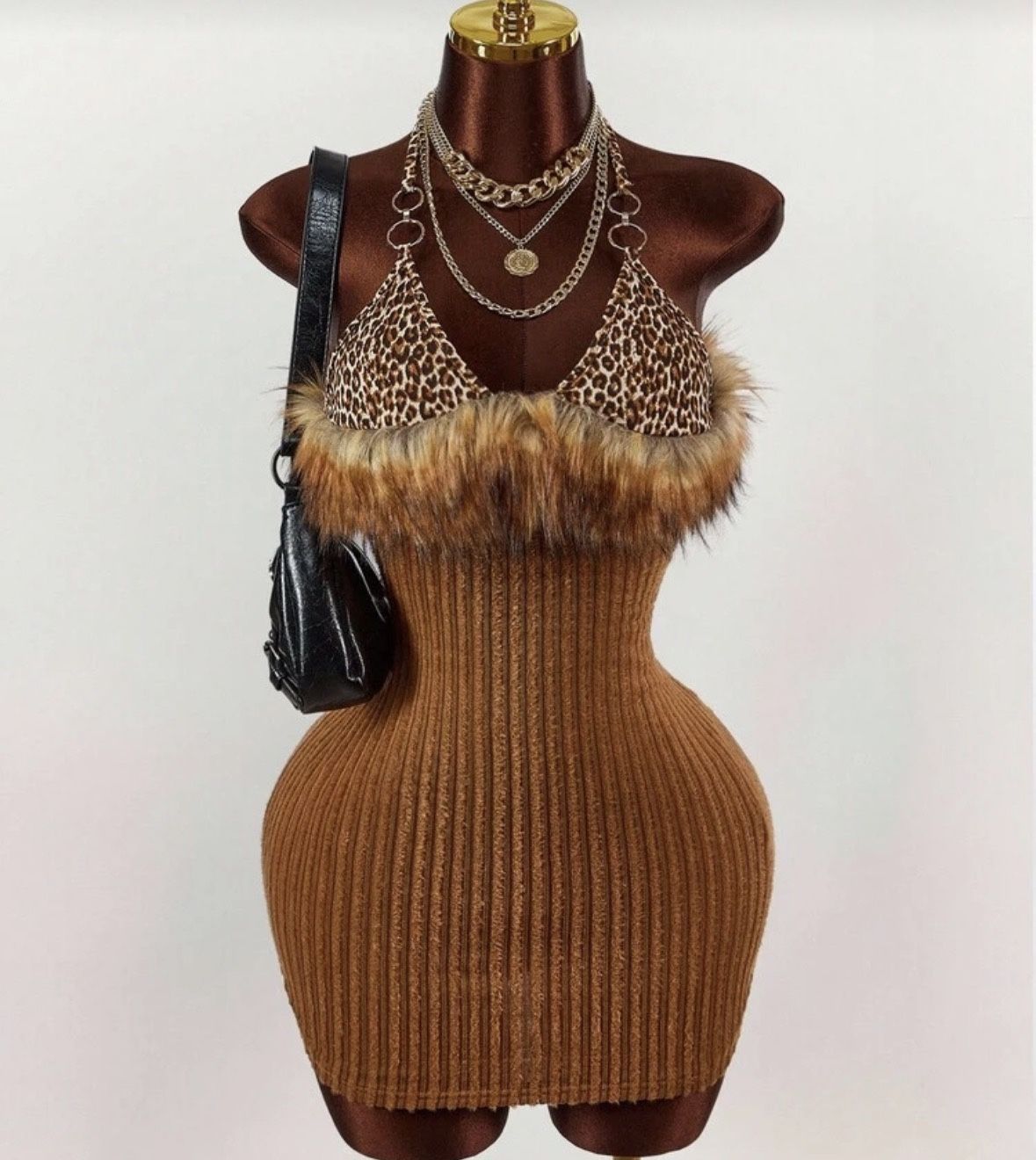 Faux Fur Mini Dress 