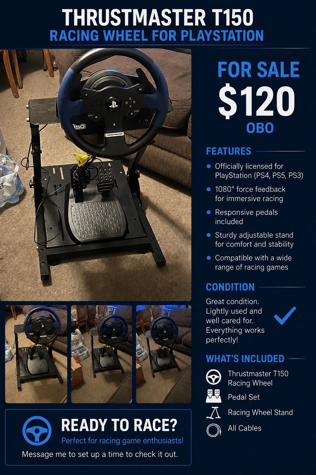 Thrustmaster T150 Racing Wheel + Stand (PC/PS5/PS4/PS3)