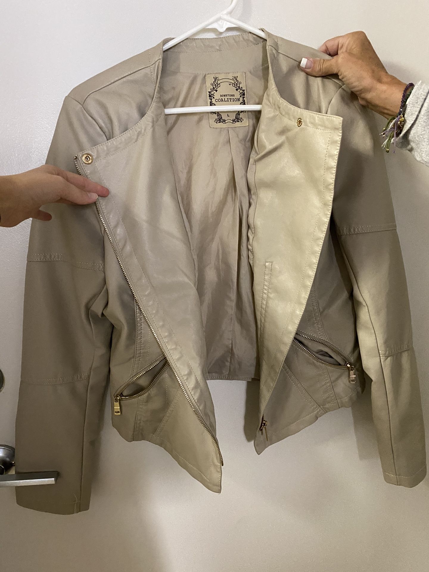 Beige Moto Jacket Large