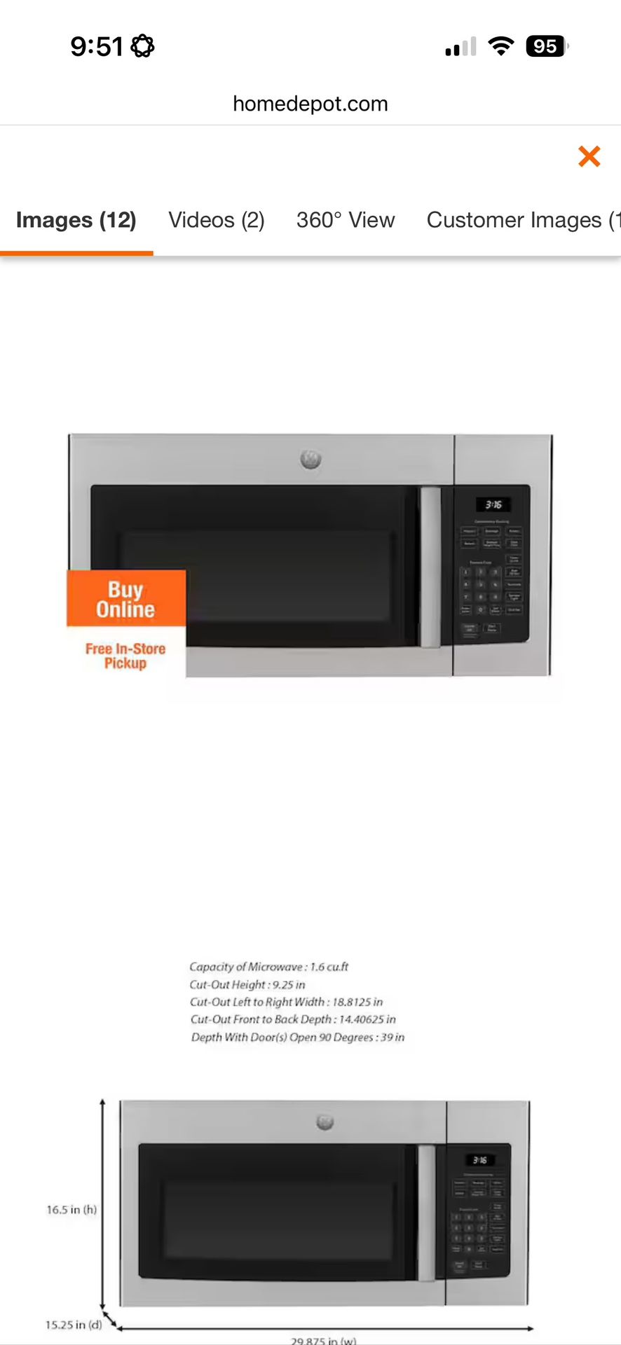 Stainless Steel OTR Microwave 