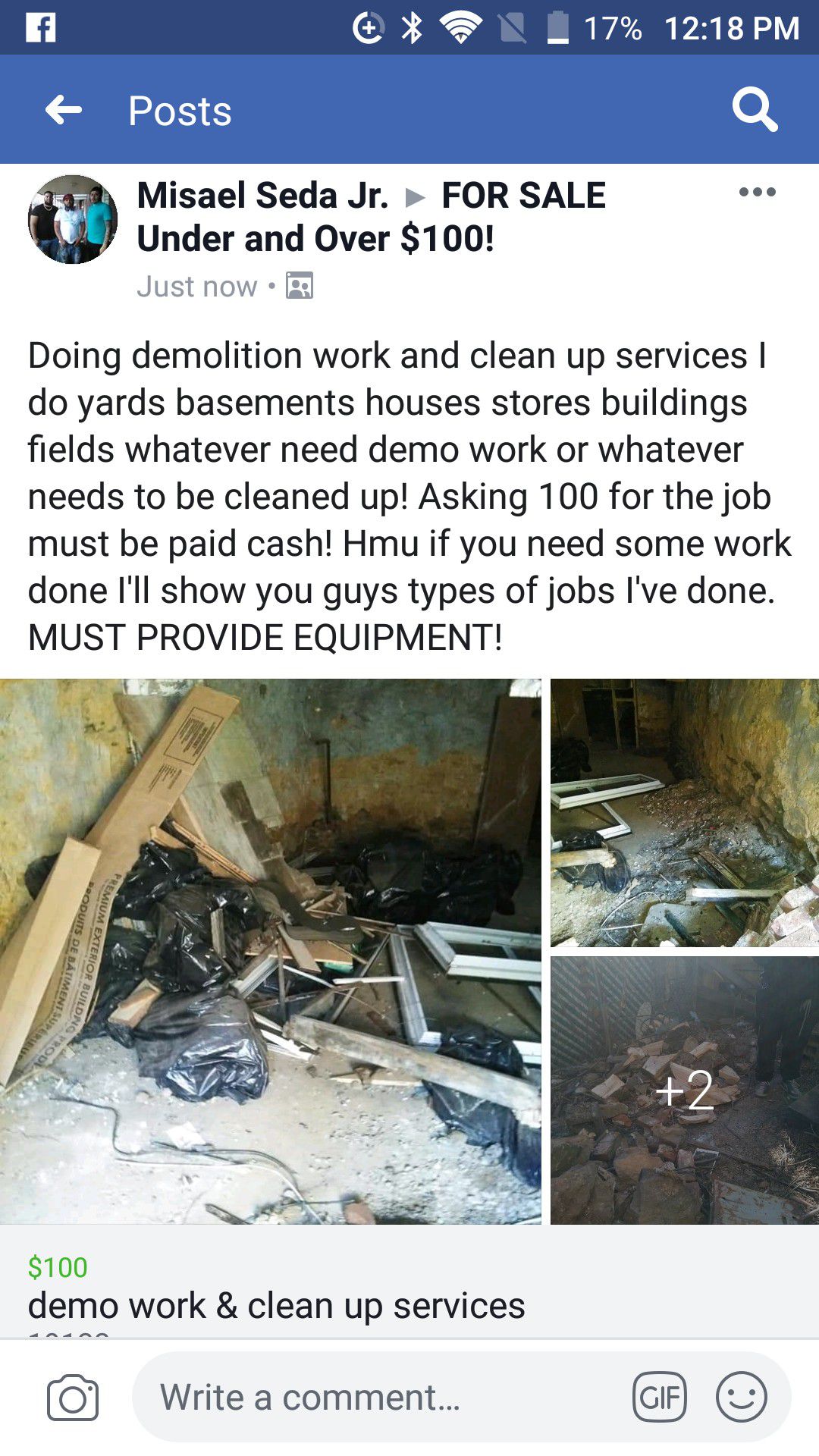 Doing demolition work clean ups