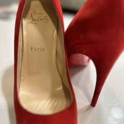 Red Suede Christina Louboutin Heels Size 37