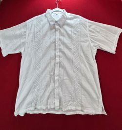 Men White Short Sleeve Button Front Shirt XXL