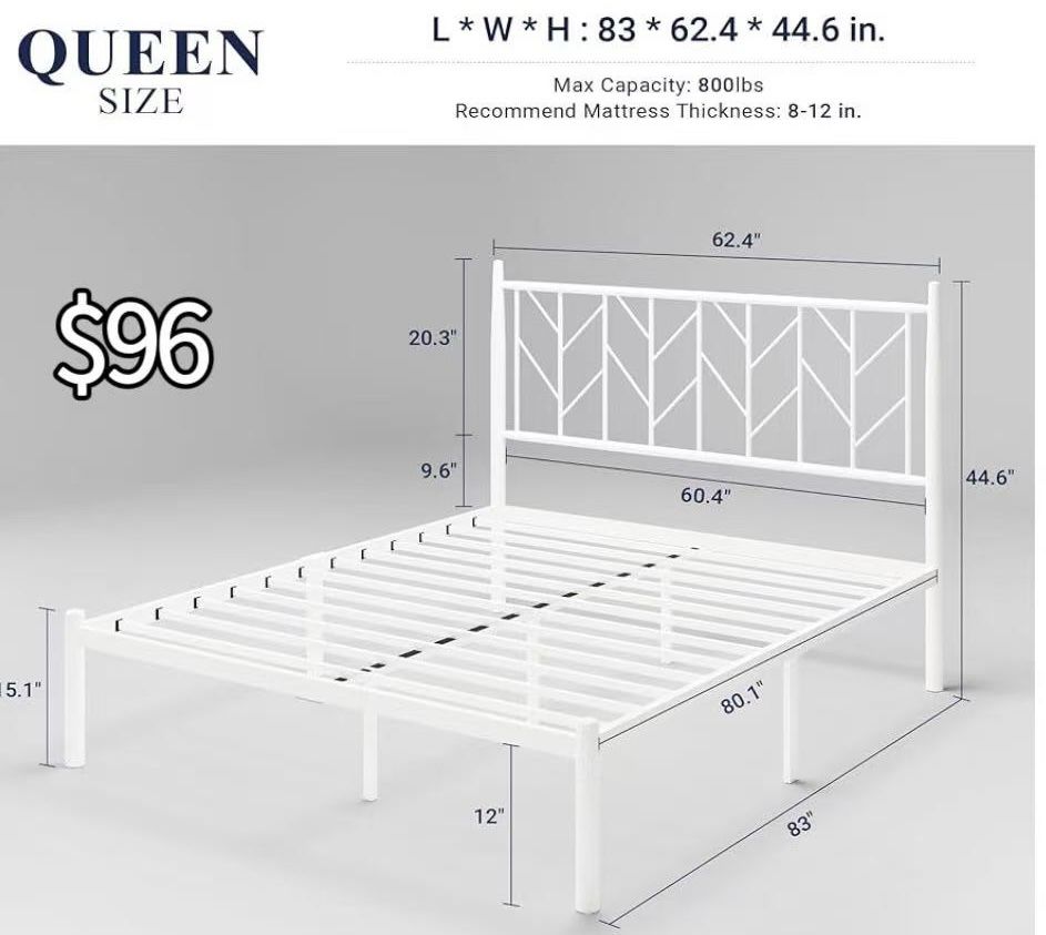 😀 Queen Size Allewie Platform Bed Frame with Vintage Headboard, 14 Inches Metal Mattress Foundation for Storage, No Box Spring Needed, Easy Assembly