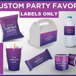 Birthday Party Water Caprisun Labels Stickers Favor Chip Boxes Pringles