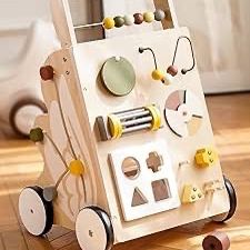 Brand  New Wooden Baby Walker, Baby Push Walker for Boys and Girls, Adjustable Speed Montessori Walker Toy, Sit to Stand Walker with Baby Activity Cen