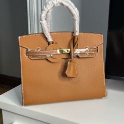 Pre-Owned Hermes Birkin Handbag Brown Epsom with Palladium Hardware