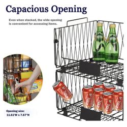 2 PACK XXL Kitchen Organization and Storage Pantry Baskets, Fruit & Vegetable Basket Stackable Wire Baskets for Snack Chips Onion