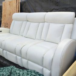 Tuxedo White 3 Chair Recliner Leather Couch, $200 