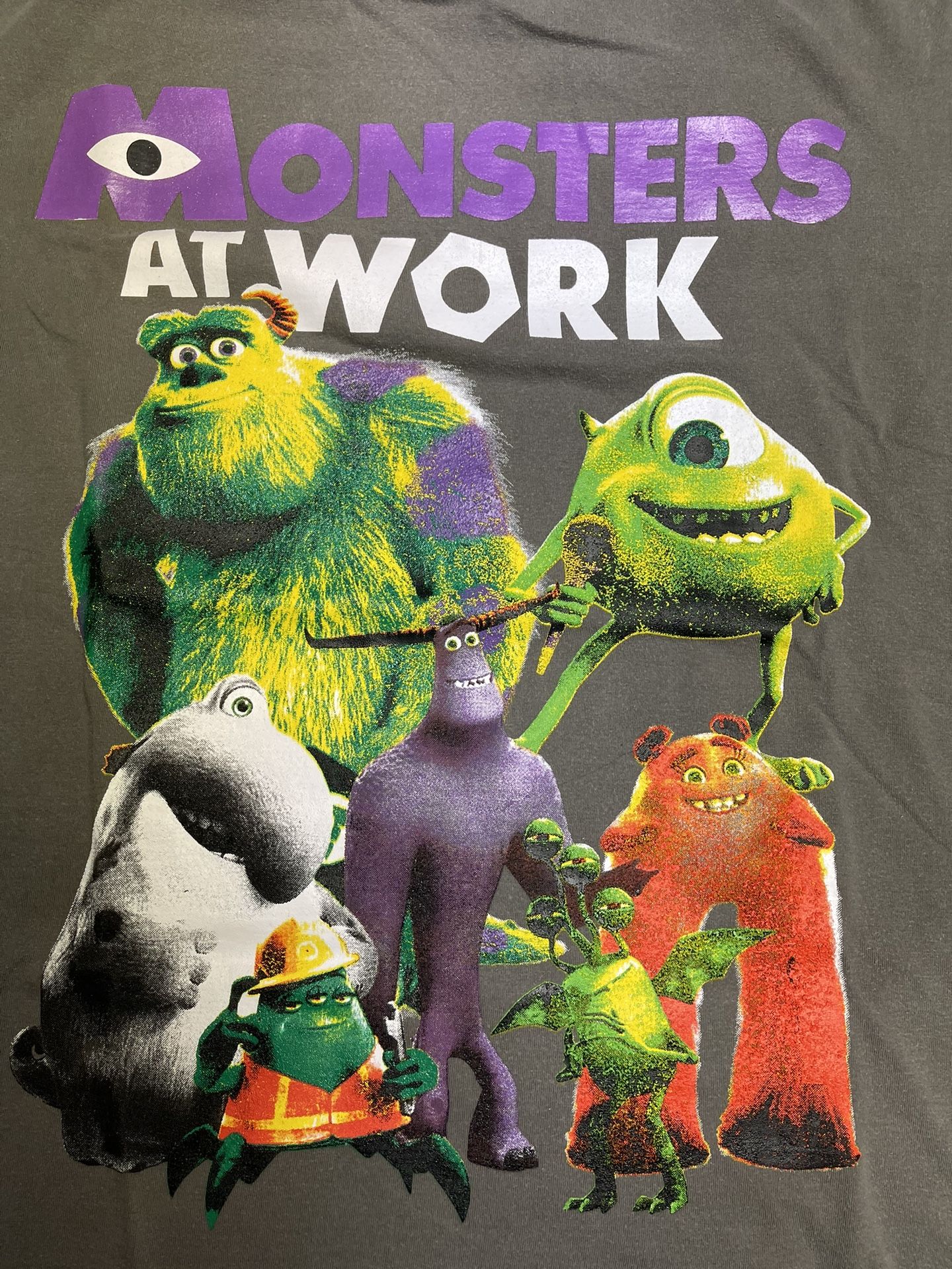 Monster Inc At Work Modern Boot AOP Grey T-Shirt - Size Large