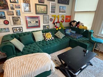 Green Velvet Sectional
