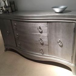 Sideboard/ server/ buffet silver grey solid wood