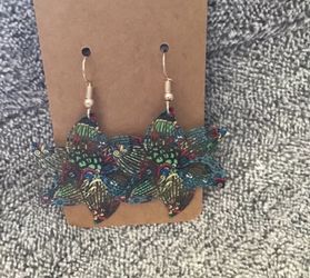 Multi Colored 6 Petal Flower Earrings 