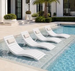 Brand new Set of 4 Aquawave-style in-pool chaise lounge chairs in White.