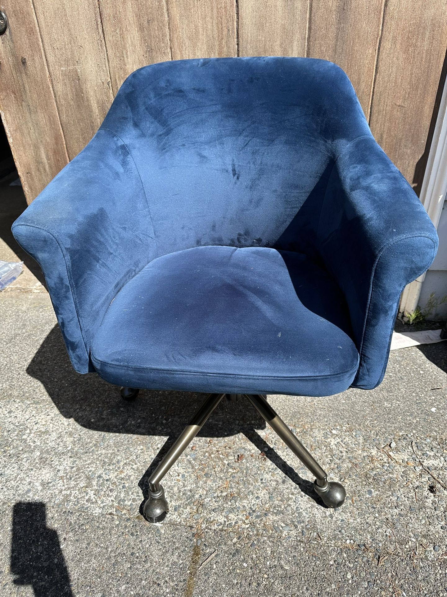 Blue Suede Office Chair