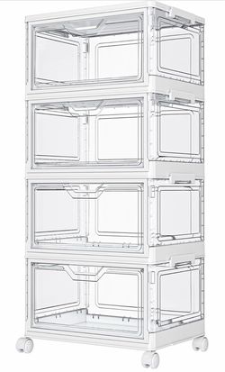NIB: NIB: Kmiectse Clear Storage Bins with Lids - 4 Tier 23qt Plastic Stackable Bins