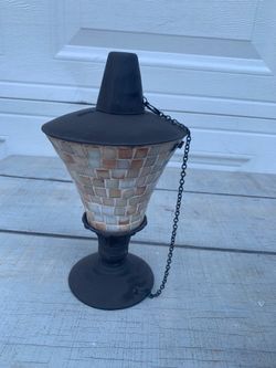 Outdoor Mosaic  Glass Tabletop Tiki Torch Lamp Citronella Oil Tabletop Torch