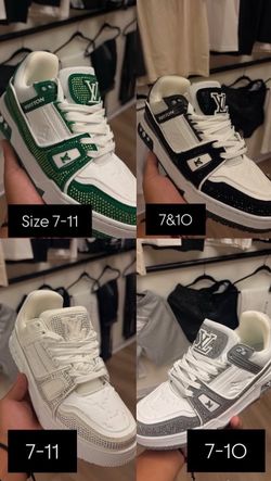 Louie V Trainer Sneakers Crystal Embellishments