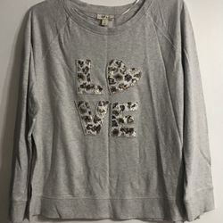 Style & Co sweatshirt for women Love Graphic crewneck soft pull over gray .XL