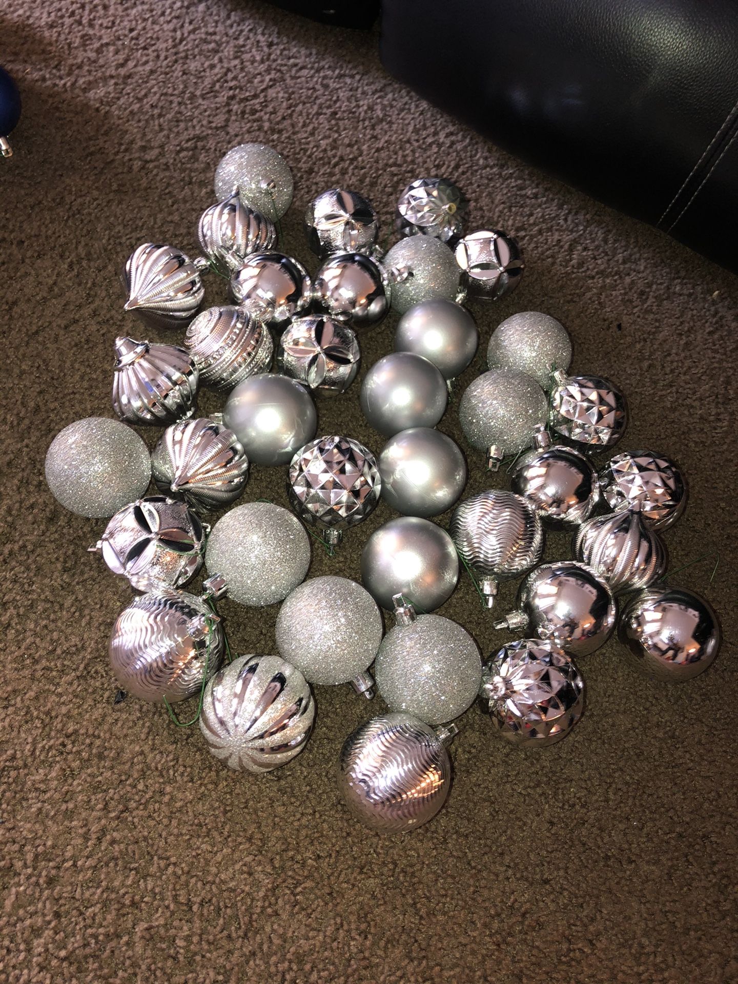 Silver tree ornaments