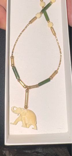 Vintage Style Elephant Pendant Beaded Necklace Boho Costume Jewelry