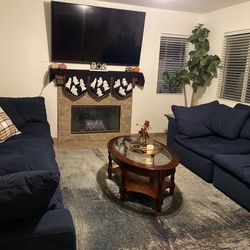 Wood with glass top coffee table