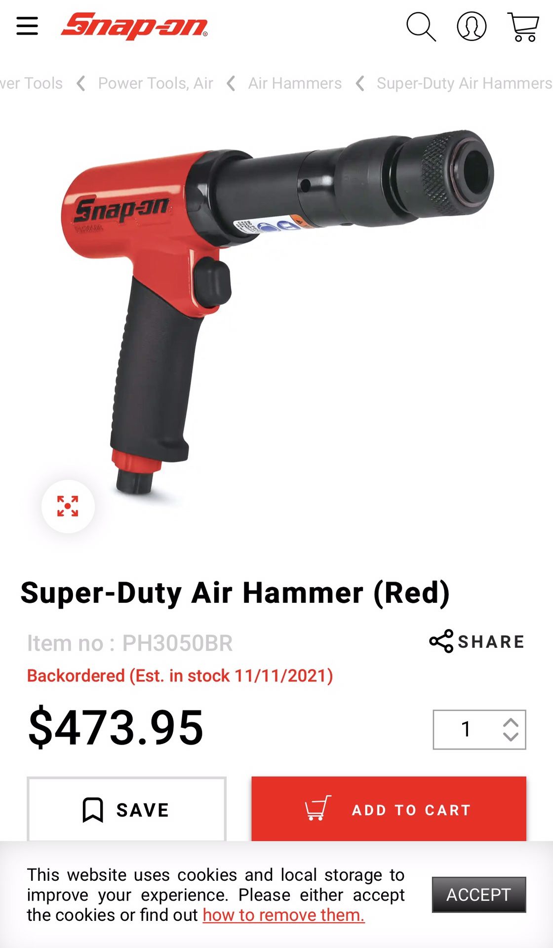 Snap On Súper-Duty Air Hammer