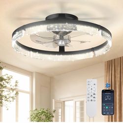 addlon - Ventiladores de techo con luces y control remoto, 20 pulgadas, perfil bajo, 3000-6000 K regulables, moderno ventilador led, montaje empotrado