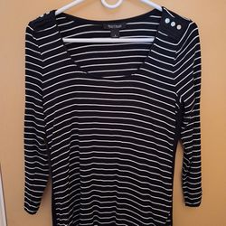 White House Black Market Womens Striped Long Sleeve Top Size Small 