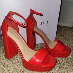 Red Madden Girl Platform Heels