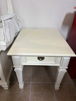 Off white end table with drawer - 2 available - $50 each