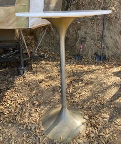Pub table granite top and 2 barstools CB2