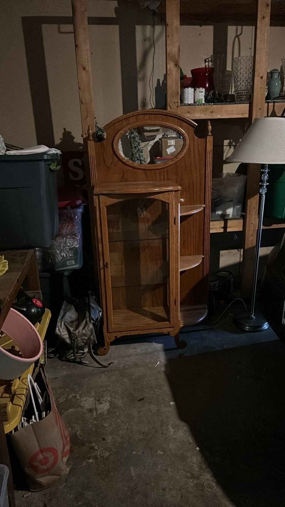 Small Vintage Hutch With Glass And Mirror
