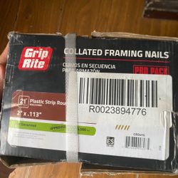 🟩🟨🟧🟥FOR 2 BOXES 🟩🟨🟧🟥2 in. x 0.113 in. 21° Plastic Collated Exterior Galvanized Ring Shank Round Head Framing Nails 5000 