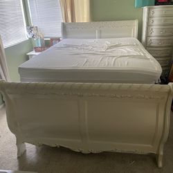  Solid Wood Full Size bed With Night Stand And Tall Dresser