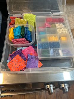 Quilting Squares and Material swatches.