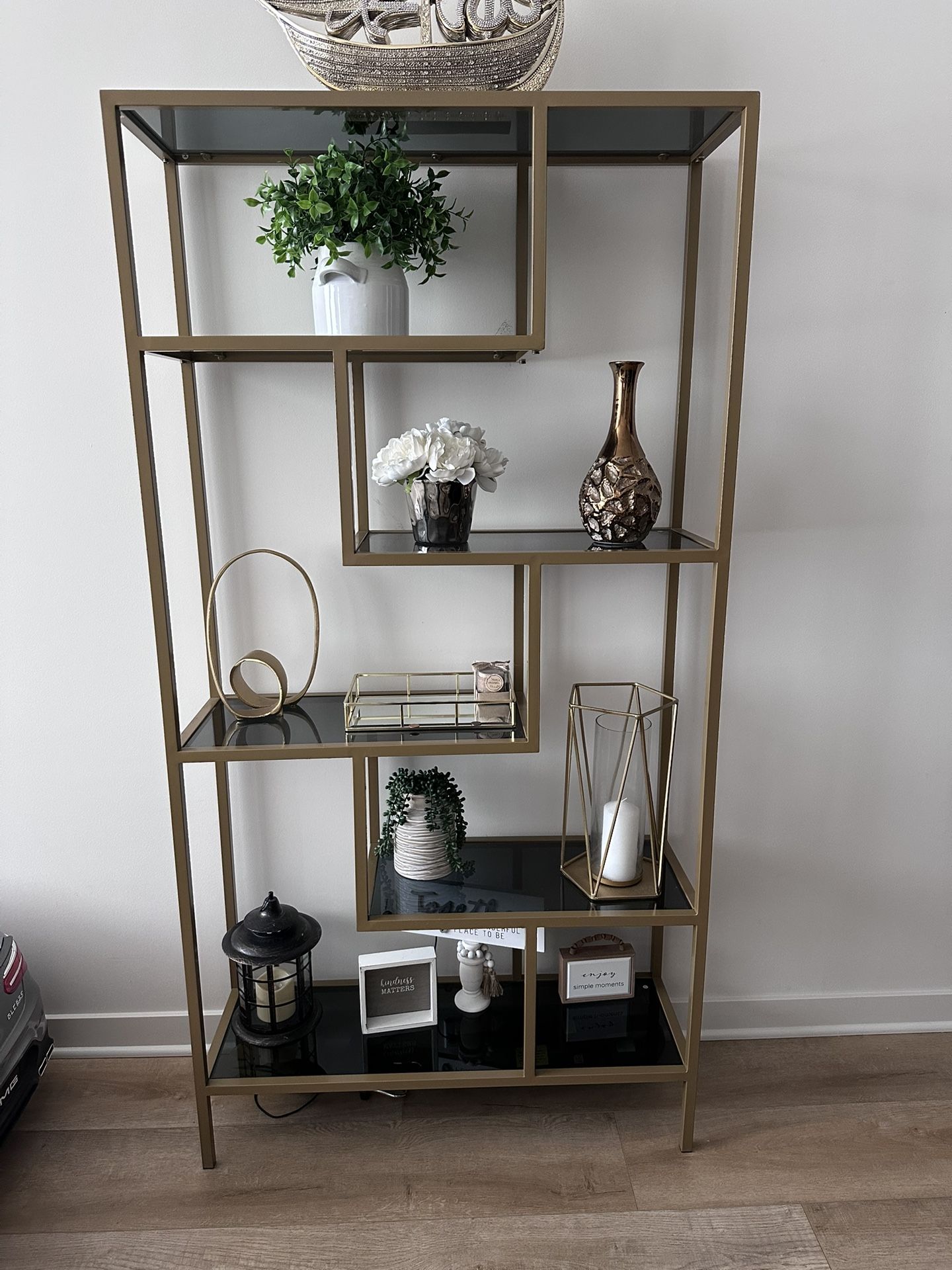 Contemporary Gold Metal Bookshelf
