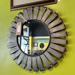 Grey Metal Strip Sunburst Frame Mirror - SKU: 7PTL4G